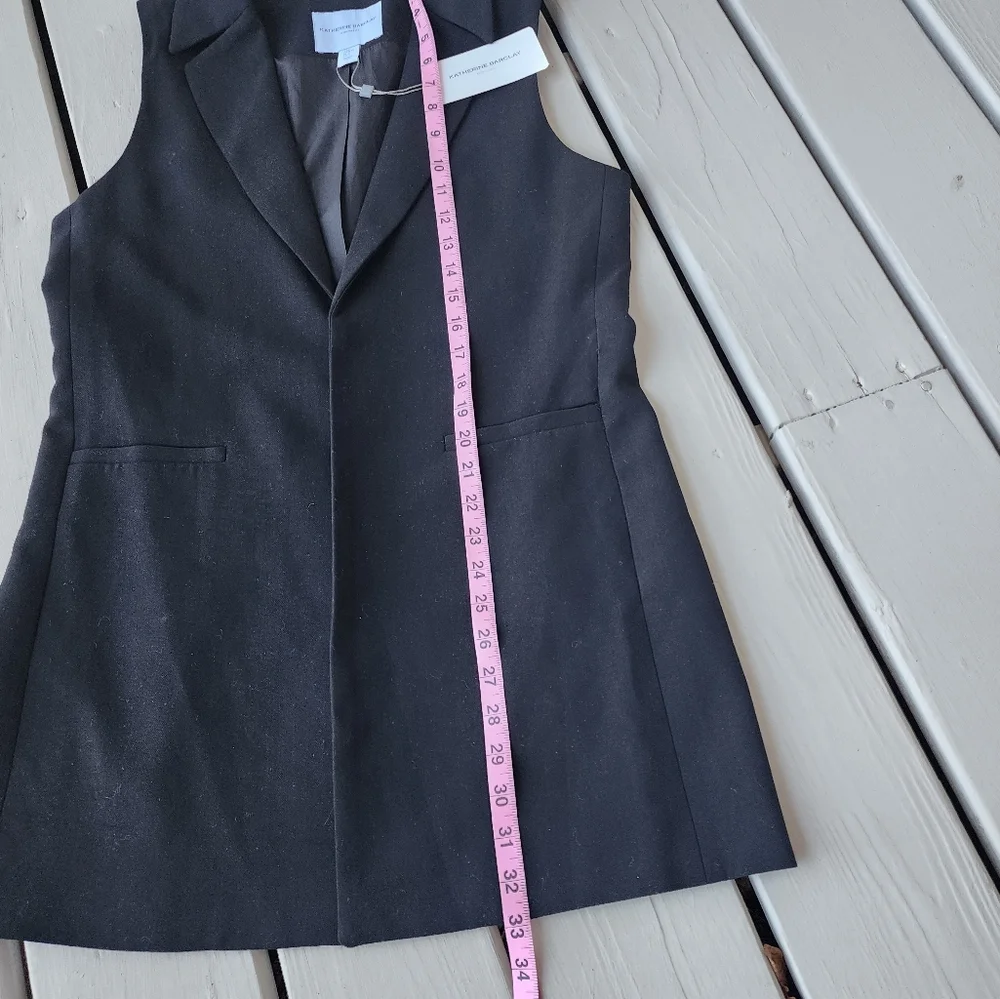 NWT M VEST Black Openfront long vest - Picture 6 of 16